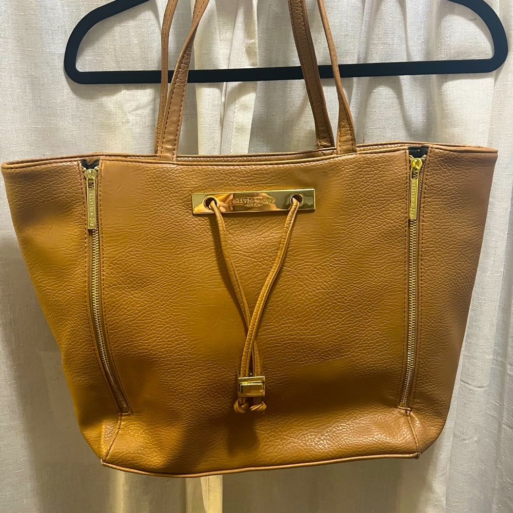 Large brown tote bag.